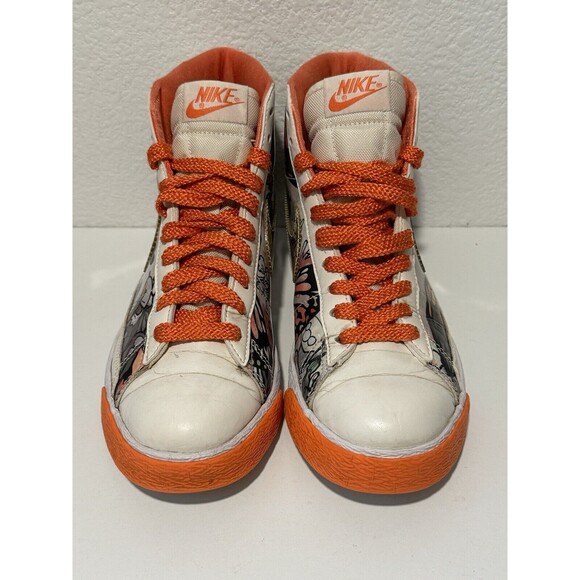 NIKE Womens Blazer High Size 7 White Orange 2009 Art Design Pattern 317808-115 - Picture 3 of 15